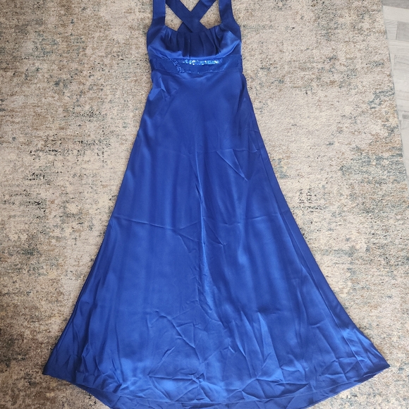 Calvin Klein Cobalt Blue Sequin Waist Gown Size 6 Formal Maxi Dress - Picture 5 of 12